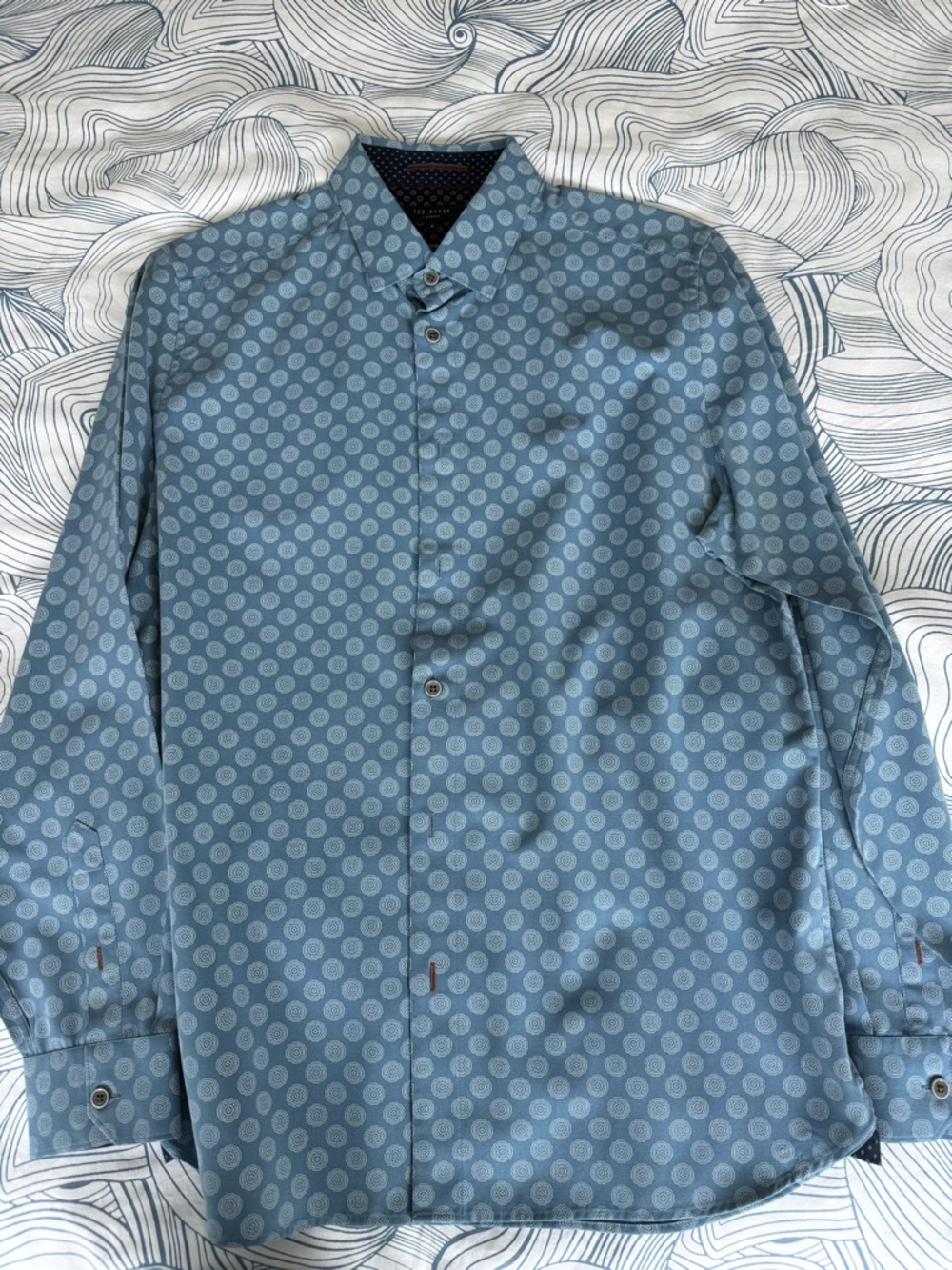 Ted Baker Light Blue Dot-Print Button-Up Shirt